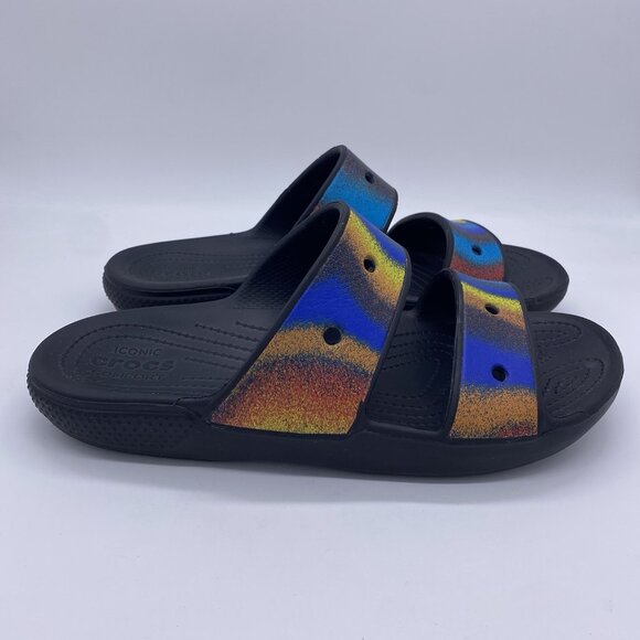 CROCS Classic Spray Dye Two Strap Slide Sandals Mens 10 Womens 12 Rainbow main image 4